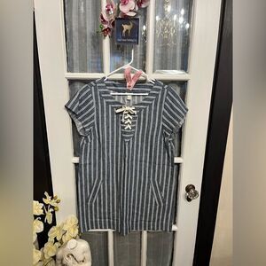 JCrew Stripped Linen Blend  Dress